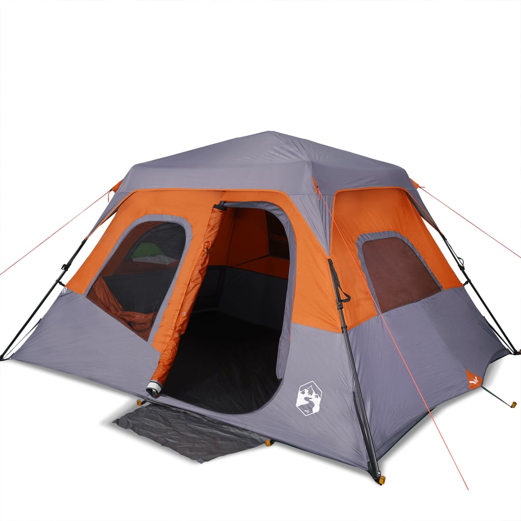 Tent 6-persoons waterdicht snelontgrendeling grijs en oranje is nu te koop bij PeponiXL, paradijselijk wonen!