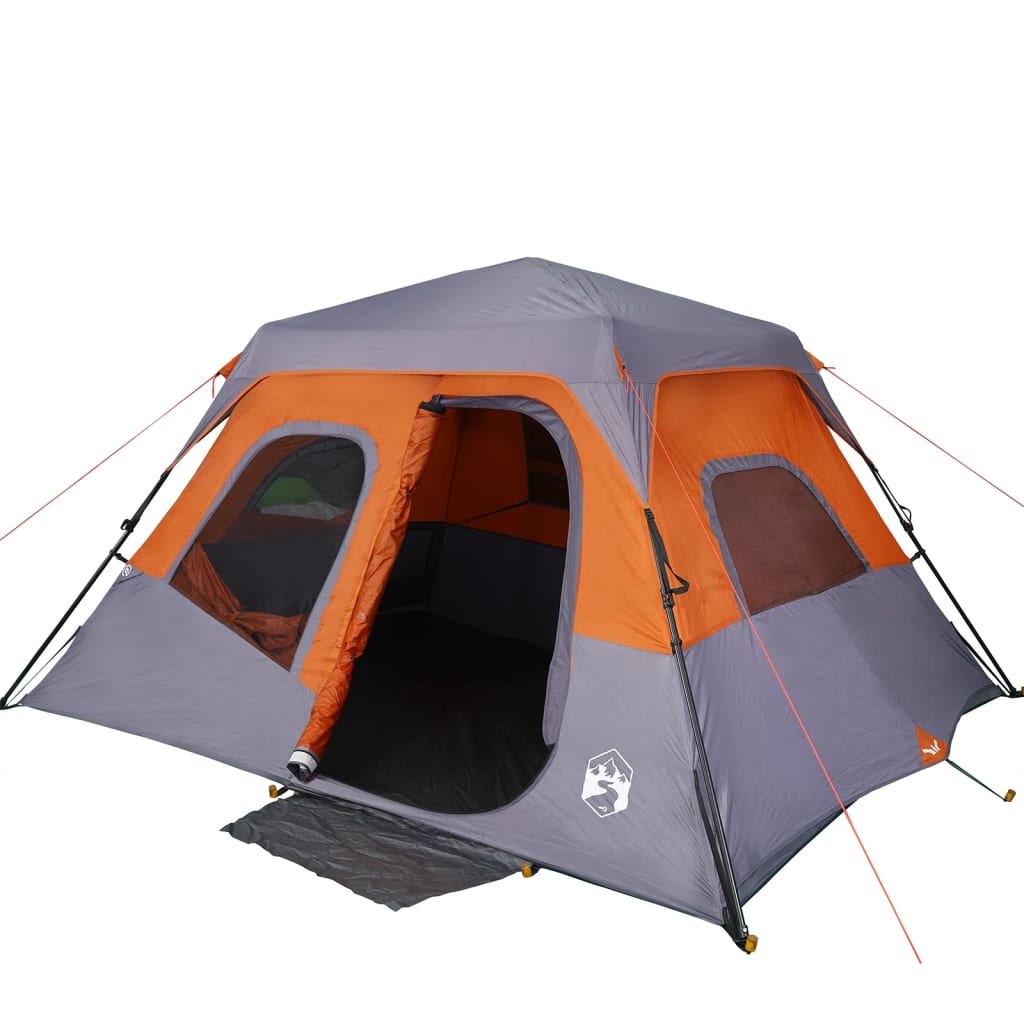 Tent 6-persoons waterdicht snelontgrendeling grijs en oranje is nu te koop bij PeponiXL, paradijselijk wonen!