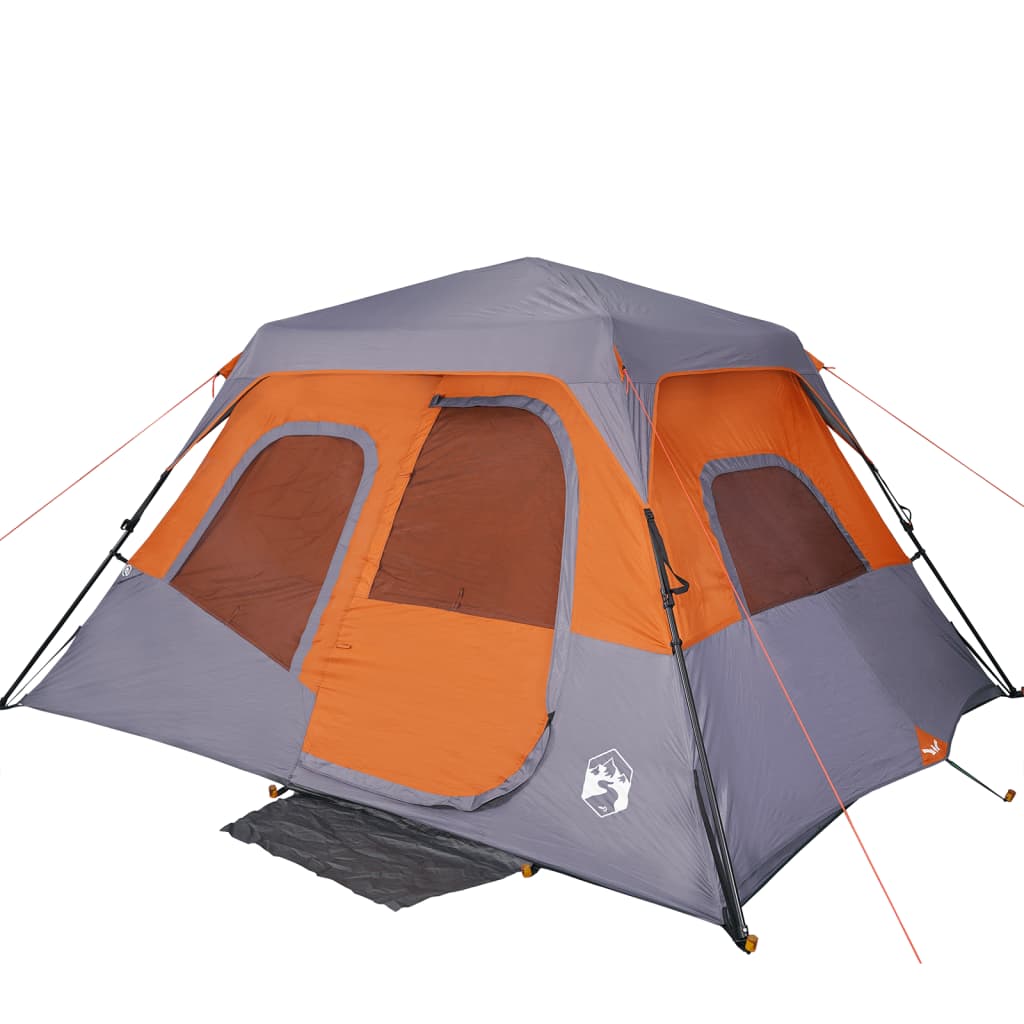 Tent 6-persoons waterdicht snelontgrendeling grijs en oranje is nu te koop bij PeponiXL, paradijselijk wonen!