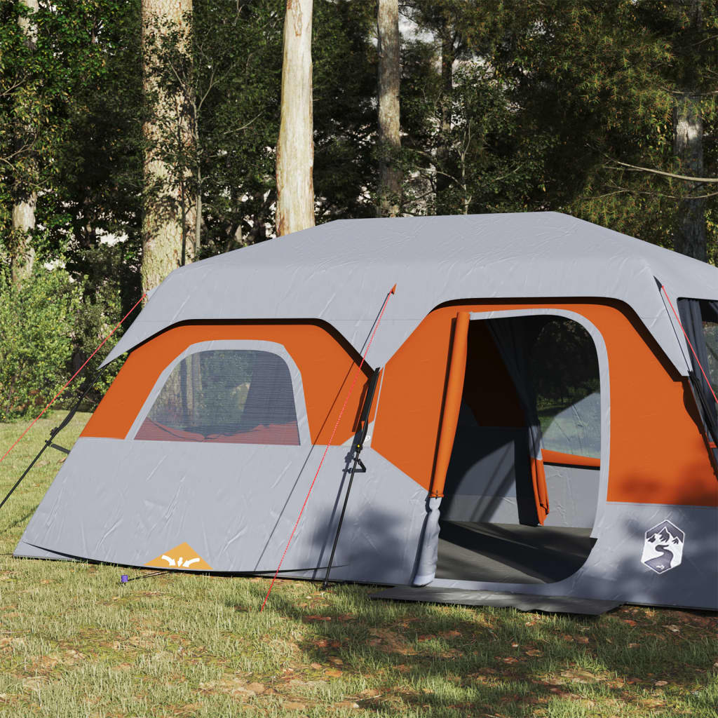 Tent 9-persoons waterdicht snelontgrendeling grijs en oranje is nu te koop bij PeponiXL, paradijselijk wonen!
