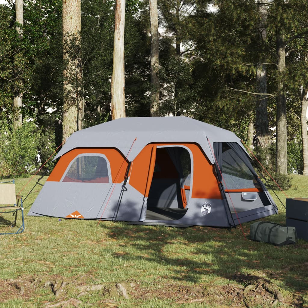 Tent 9-persoons waterdicht snelontgrendeling grijs en oranje is nu te koop bij PeponiXL, paradijselijk wonen!