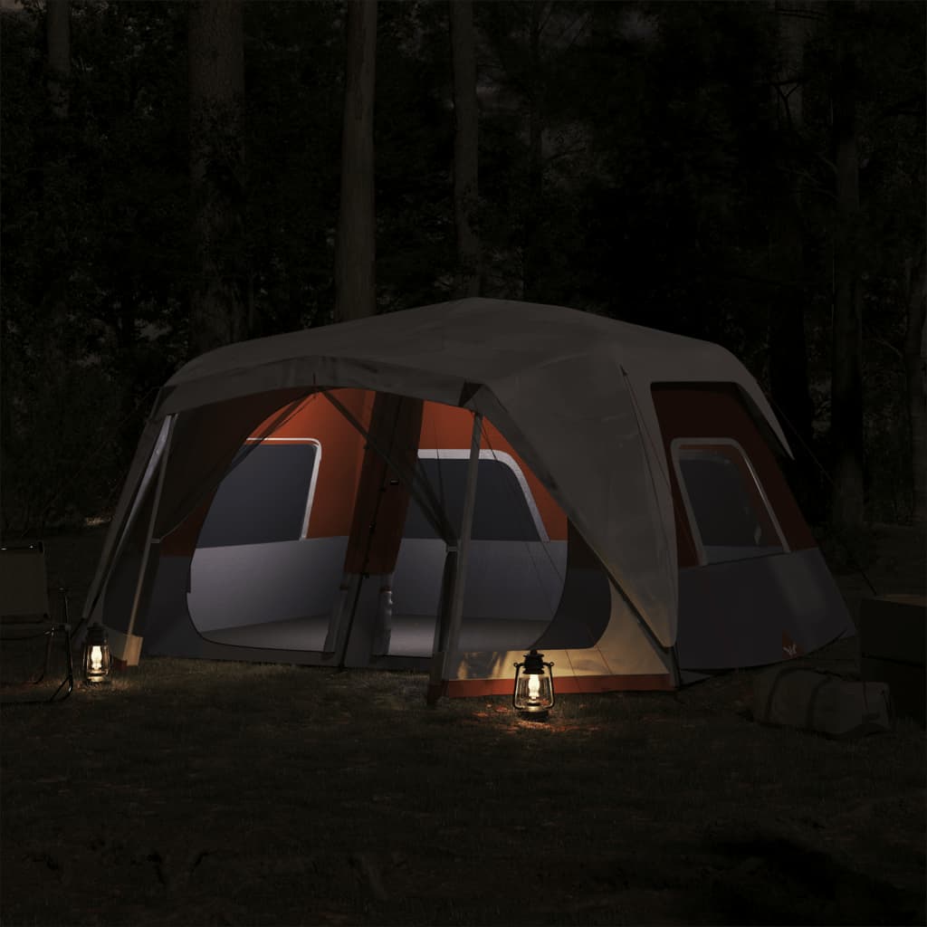 Tent met LED 10-persoons snelontgrendeling lichtgrijs en oranje is nu te koop bij PeponiXL, paradijselijk wonen!