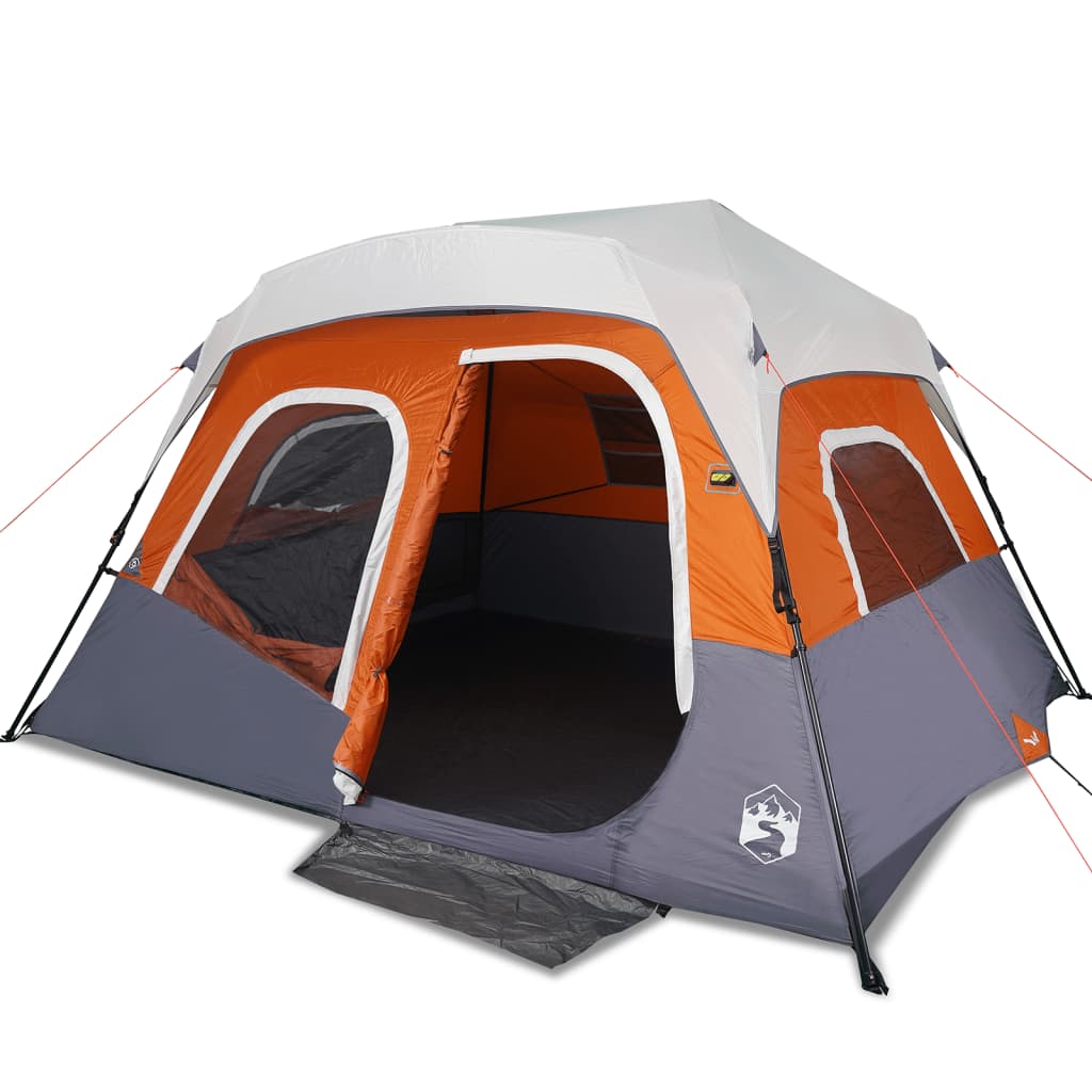 Tent met LED 6-persoons snelontgrendeling lichtgrijs en oranje is nu te koop bij PeponiXL, paradijselijk wonen!