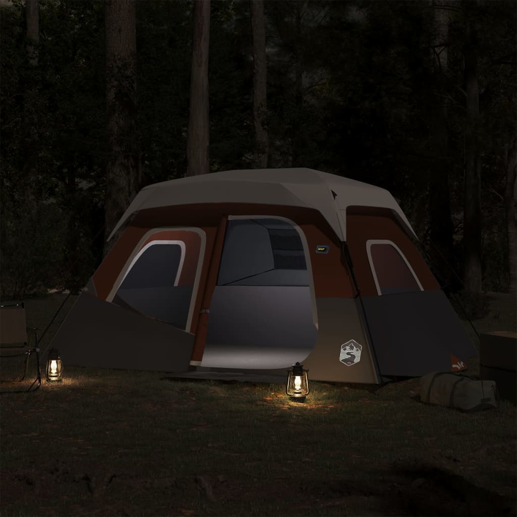 Tent met LED 6-persoons snelontgrendeling lichtgrijs en oranje is nu te koop bij PeponiXL, paradijselijk wonen!