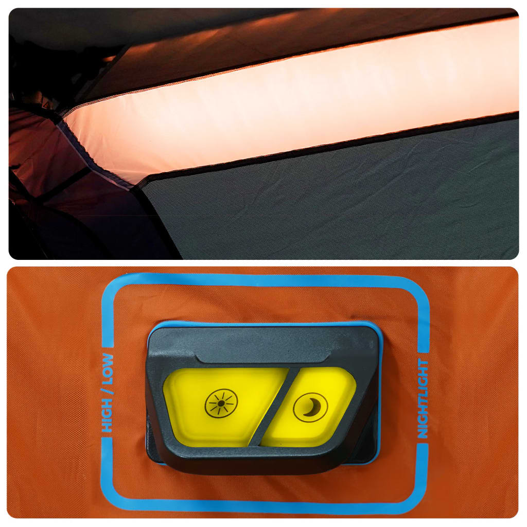 Tent met LED 6-persoons snelontgrendeling lichtgrijs en oranje is nu te koop bij PeponiXL, paradijselijk wonen!