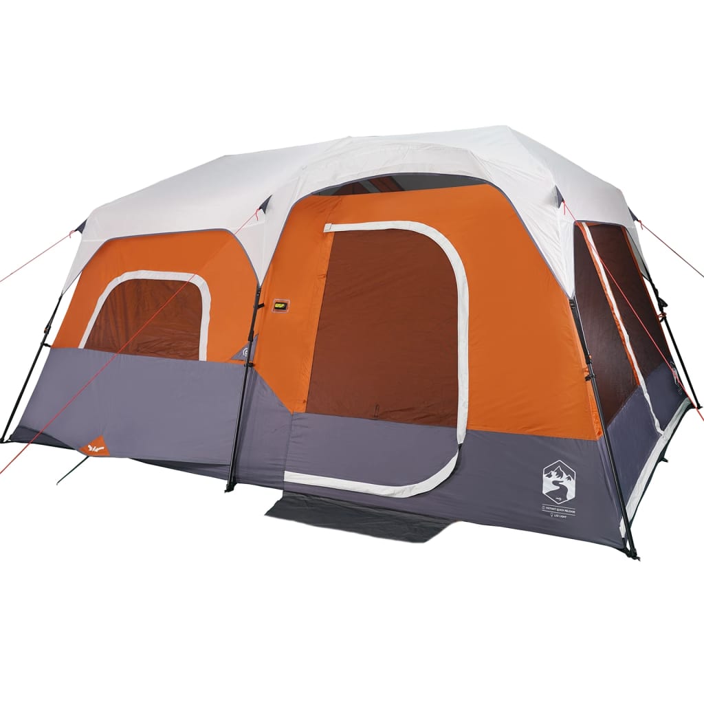 Tent 9-persoons waterdicht met LED lichtgrijs en oranje is nu te koop bij PeponiXL, paradijselijk wonen!