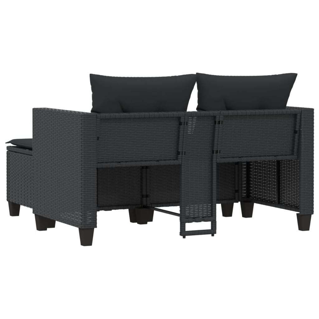 Tuinbank 2-zits met voetenbanken poly rattan zwart is nu te koop bij PeponiXL, paradijselijk wonen!