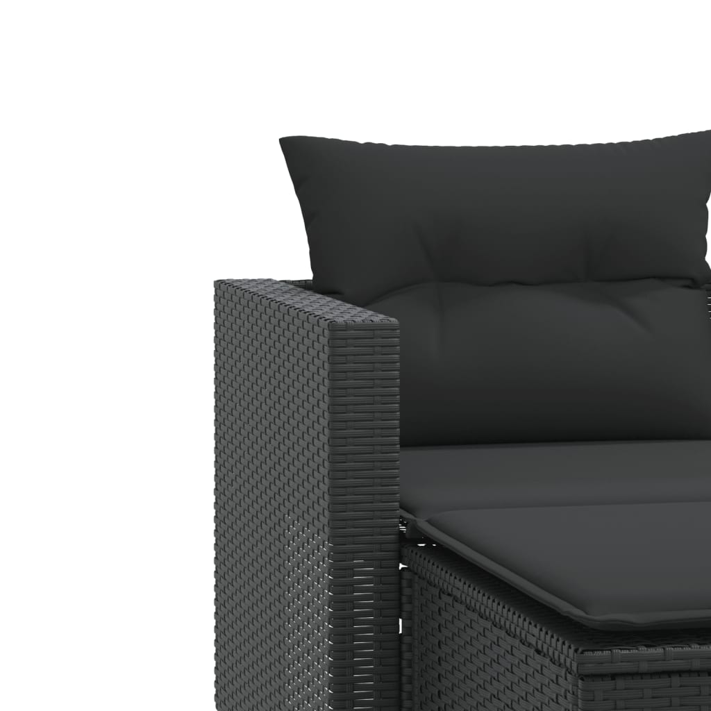 Tuinbank 2-zits met voetenbanken poly rattan zwart is nu te koop bij PeponiXL, paradijselijk wonen!