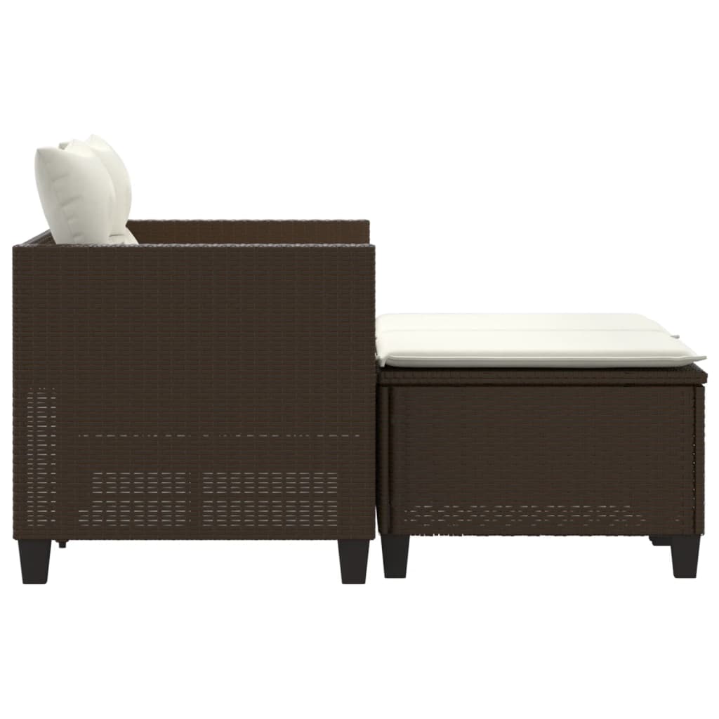 Tuinbank 2-zits met voetenbanken poly rattan bruin is nu te koop bij PeponiXL, paradijselijk wonen!