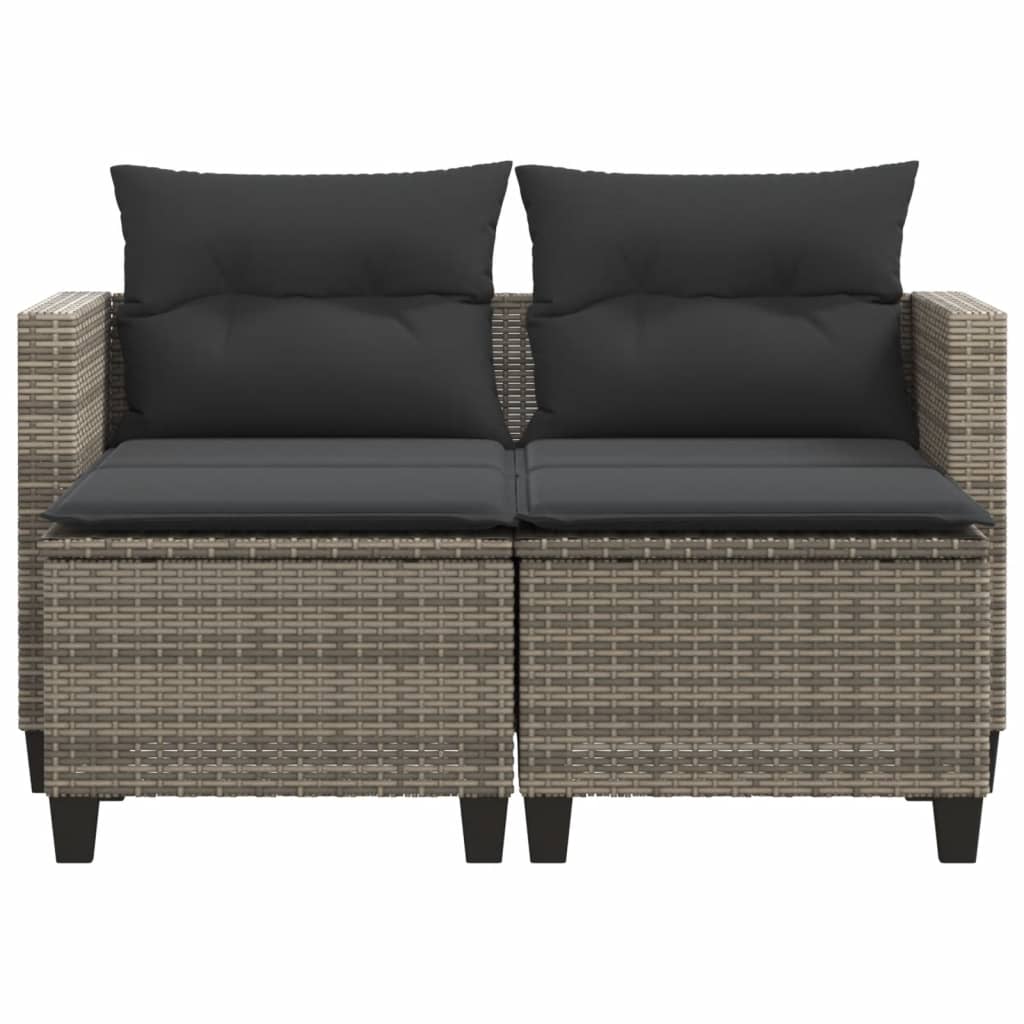 Tuinbank 2-zits met voetenbanken poly rattan grijs is nu te koop bij PeponiXL, paradijselijk wonen!
