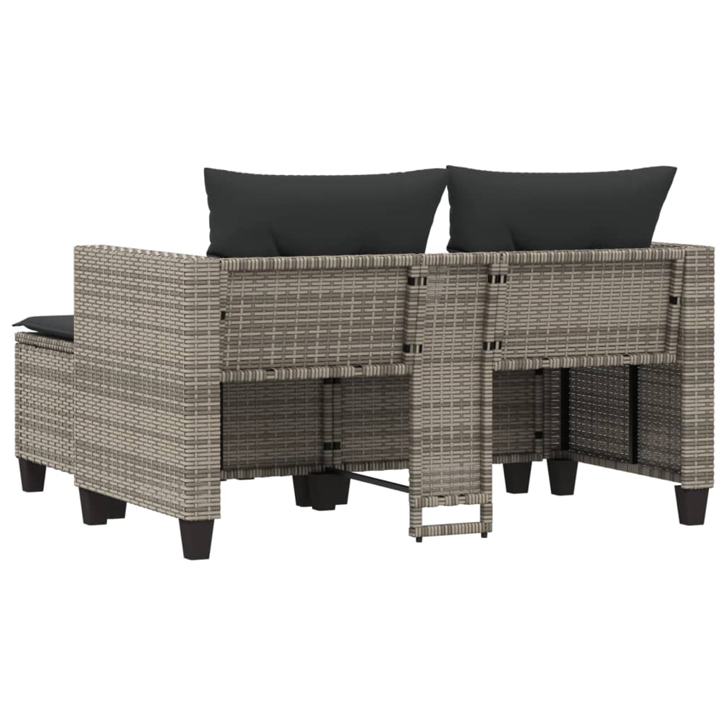 Tuinbank 2-zits met voetenbanken poly rattan grijs is nu te koop bij PeponiXL, paradijselijk wonen!