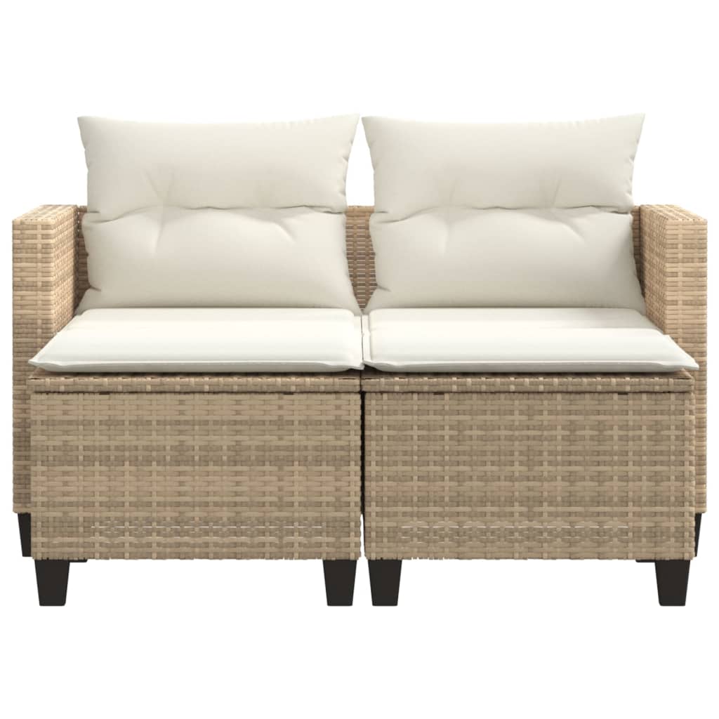 Tuinbank 2-zits met voetenbanken poly rattan beige is nu te koop bij PeponiXL, paradijselijk wonen!
