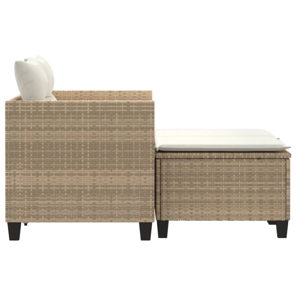 Tuinbank 2-zits met voetenbanken poly rattan beige is nu te koop bij PeponiXL, paradijselijk wonen!