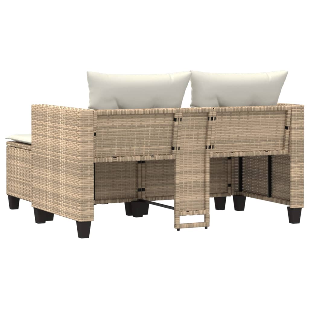 Tuinbank 2-zits met voetenbanken poly rattan beige is nu te koop bij PeponiXL, paradijselijk wonen!