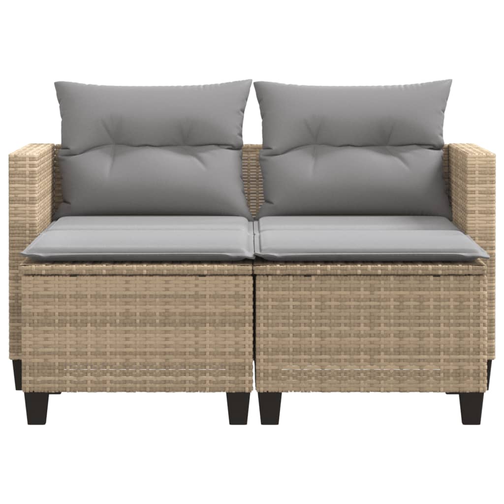 Tuinbank 2-zits met voetenbanken poly rattan beige is nu te koop bij PeponiXL, paradijselijk wonen!