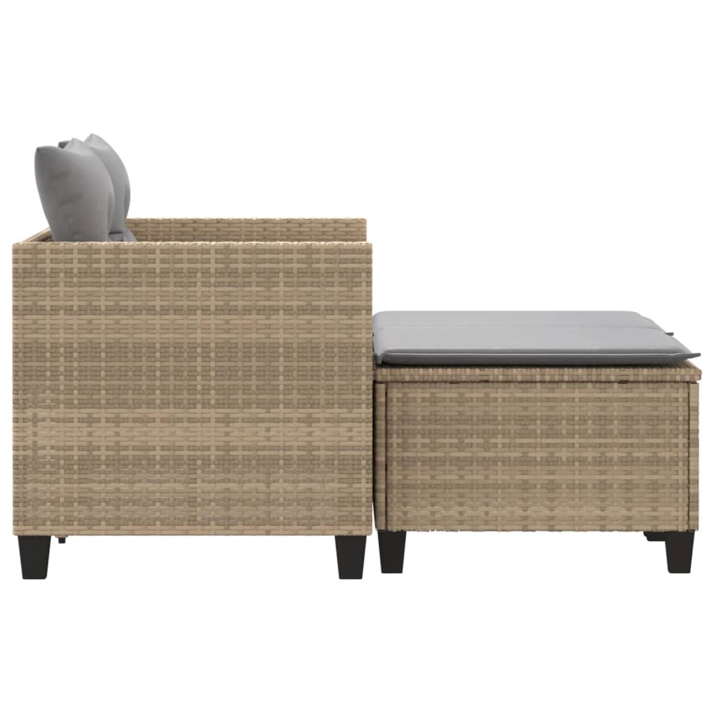 Tuinbank 2-zits met voetenbanken poly rattan beige is nu te koop bij PeponiXL, paradijselijk wonen!