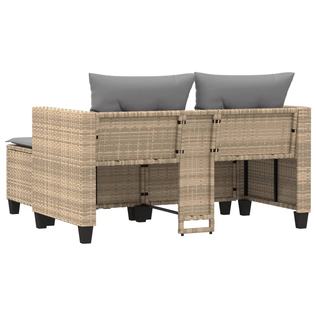 Tuinbank 2-zits met voetenbanken poly rattan beige is nu te koop bij PeponiXL, paradijselijk wonen!