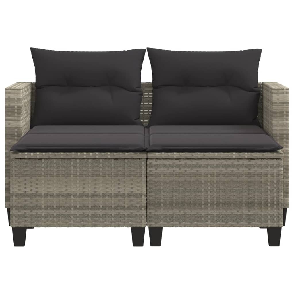 Tuinbank 2-zits met voetenbanken poly rattan lichtgrijs is nu te koop bij PeponiXL, paradijselijk wonen!