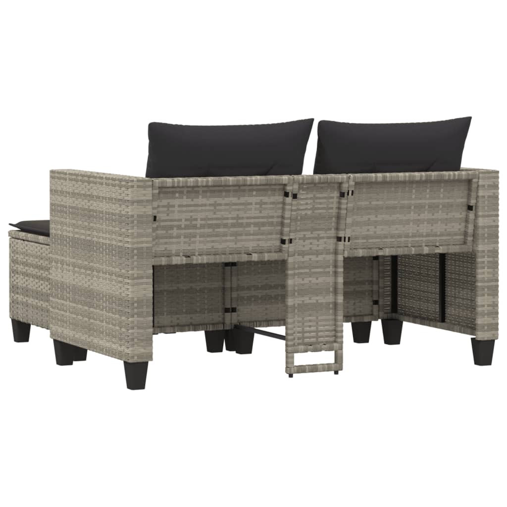 Tuinbank 2-zits met voetenbanken poly rattan lichtgrijs is nu te koop bij PeponiXL, paradijselijk wonen!