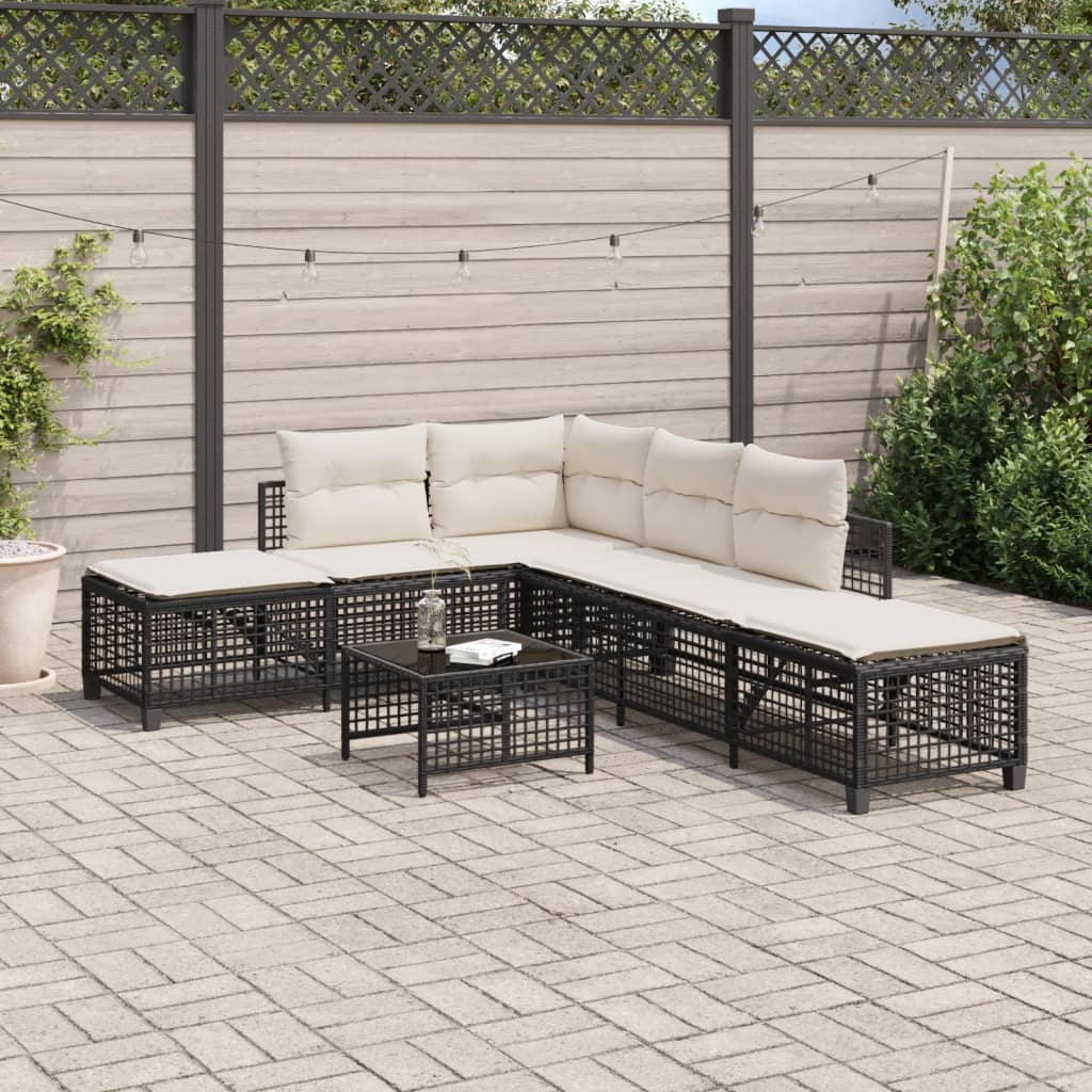 3-delige Loungeset met kussens poly rattan zwart is nu te koop bij PeponiXL, paradijselijk wonen!