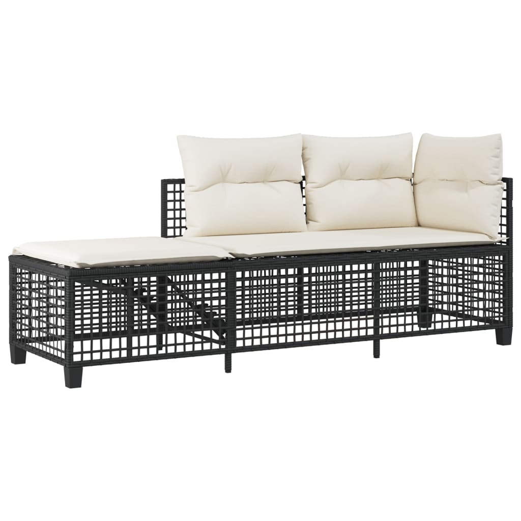 3-delige Loungeset met kussens poly rattan zwart is nu te koop bij PeponiXL, paradijselijk wonen!
