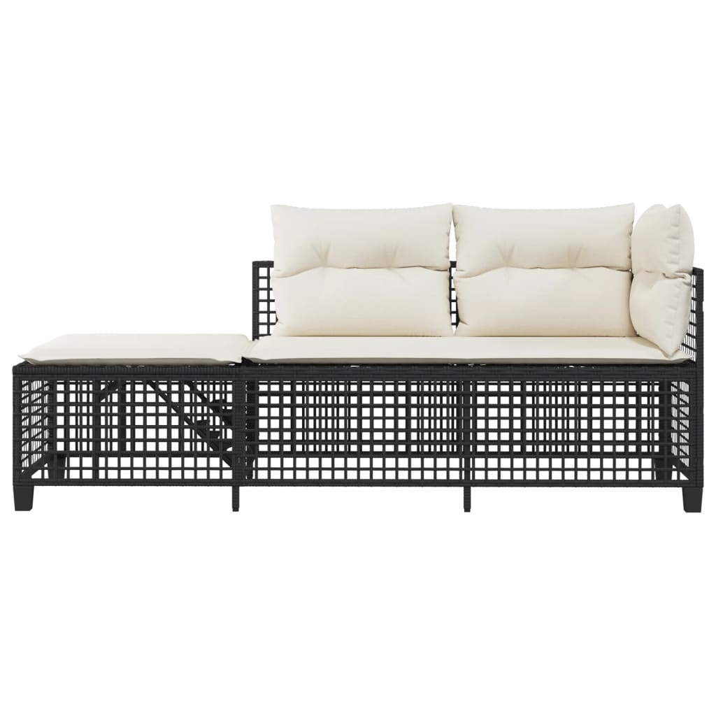 3-delige Loungeset met kussens poly rattan zwart is nu te koop bij PeponiXL, paradijselijk wonen!