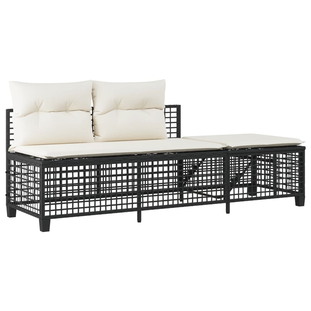 3-delige Loungeset met kussens poly rattan zwart is nu te koop bij PeponiXL, paradijselijk wonen!