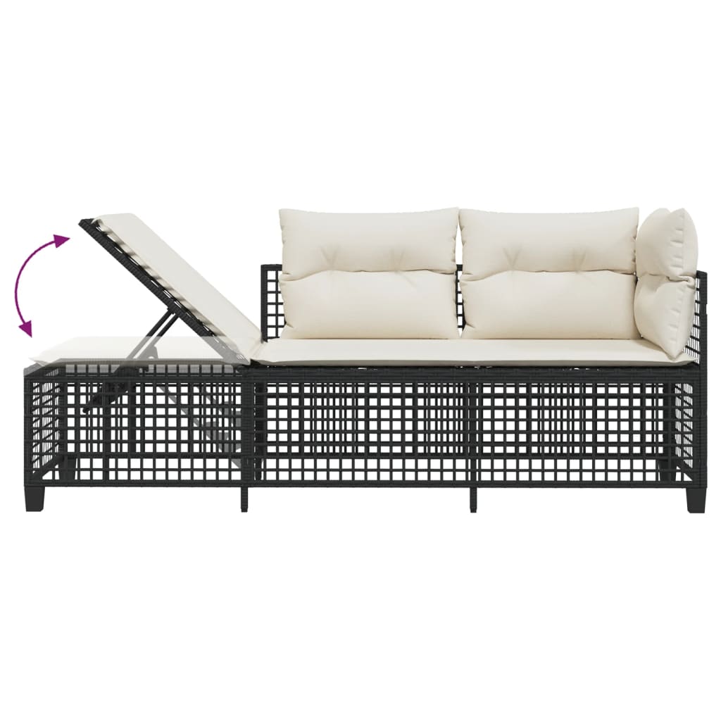 3-delige Loungeset met kussens poly rattan zwart is nu te koop bij PeponiXL, paradijselijk wonen!