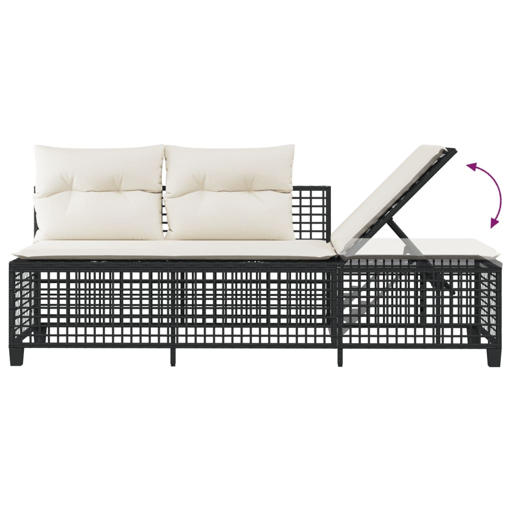 3-delige Loungeset met kussens poly rattan zwart is nu te koop bij PeponiXL, paradijselijk wonen!