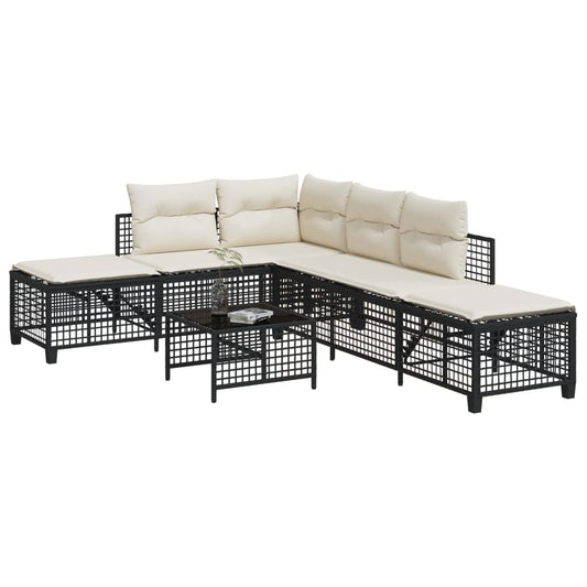 3-delige Loungeset met kussens poly rattan zwart is nu te koop bij PeponiXL, paradijselijk wonen!