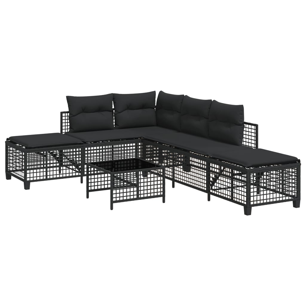 3-delige Loungeset met kussens poly rattan zwart is nu te koop bij PeponiXL, paradijselijk wonen!