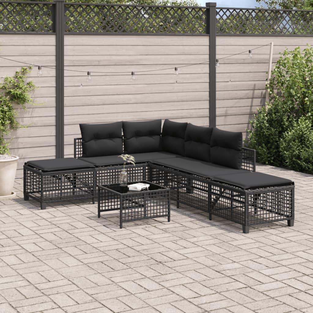 3-delige Loungeset met kussens poly rattan zwart is nu te koop bij PeponiXL, paradijselijk wonen!