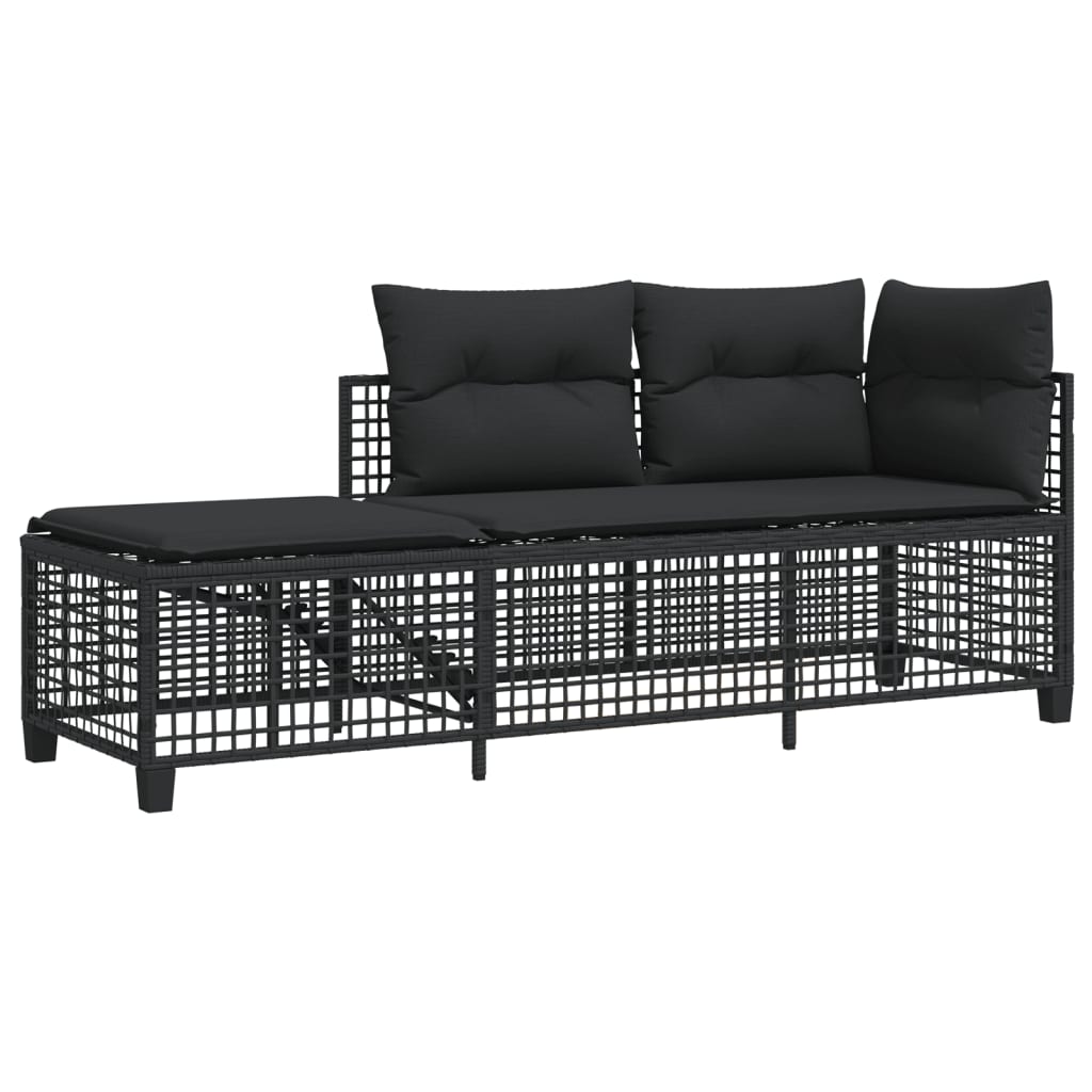 3-delige Loungeset met kussens poly rattan zwart is nu te koop bij PeponiXL, paradijselijk wonen!