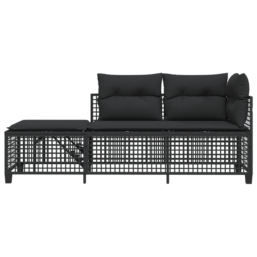 3-delige Loungeset met kussens poly rattan zwart is nu te koop bij PeponiXL, paradijselijk wonen!