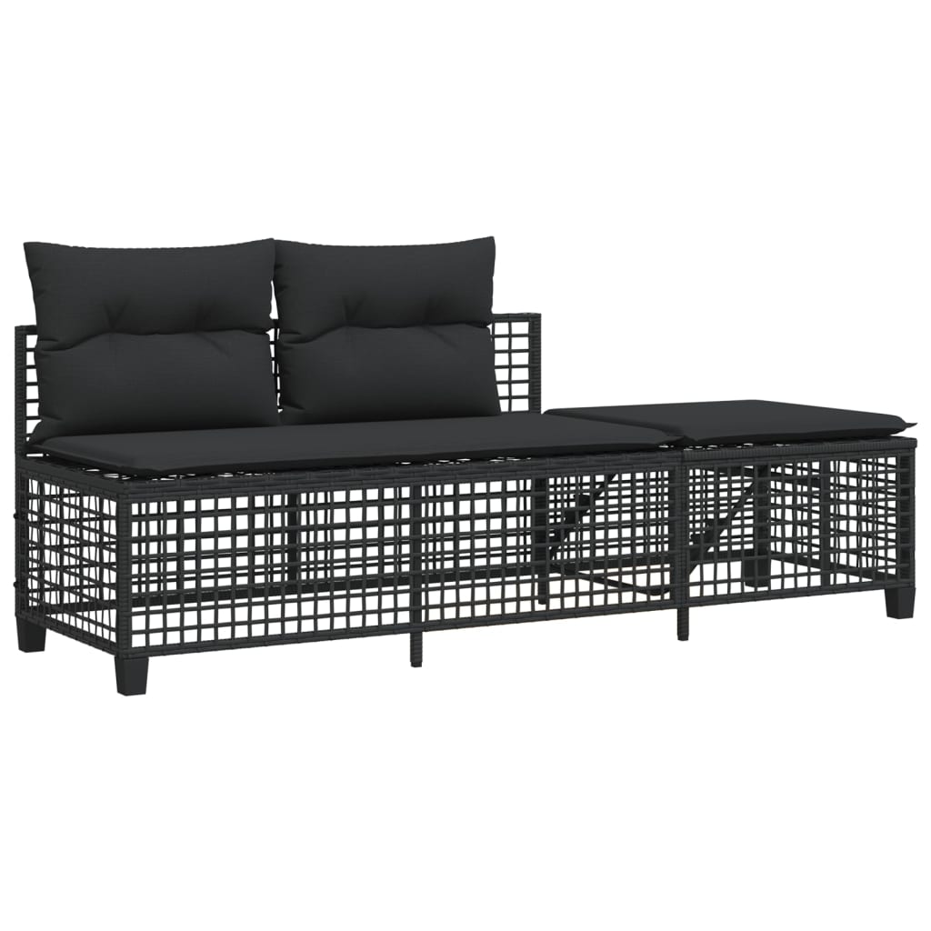 3-delige Loungeset met kussens poly rattan zwart is nu te koop bij PeponiXL, paradijselijk wonen!