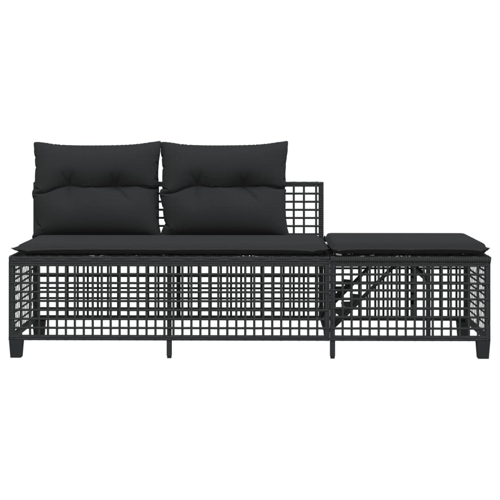 3-delige Loungeset met kussens poly rattan zwart is nu te koop bij PeponiXL, paradijselijk wonen!
