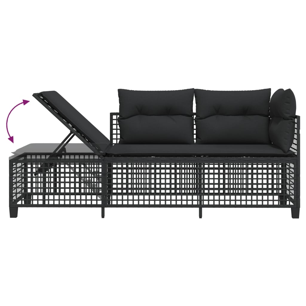 3-delige Loungeset met kussens poly rattan zwart is nu te koop bij PeponiXL, paradijselijk wonen!