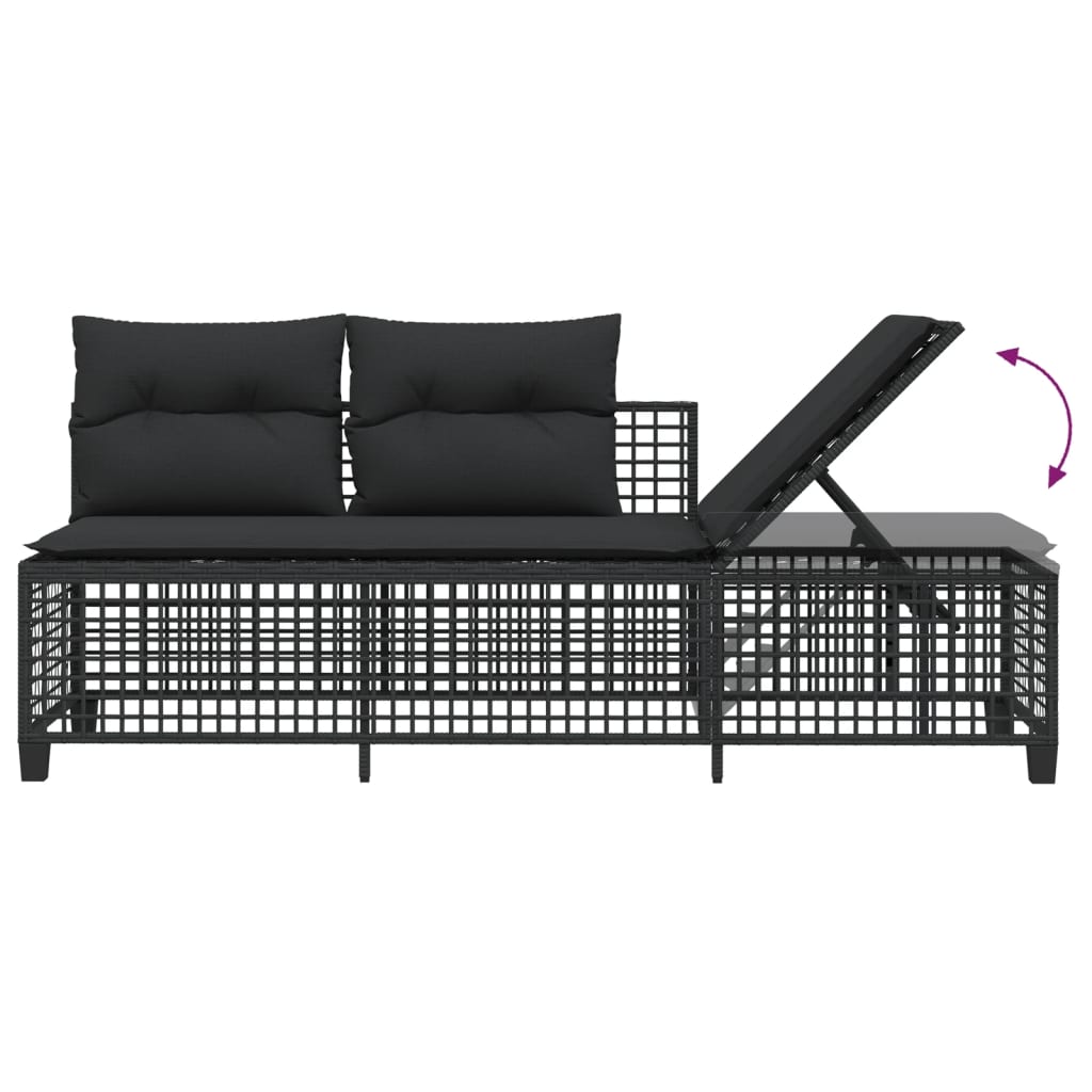 3-delige Loungeset met kussens poly rattan zwart is nu te koop bij PeponiXL, paradijselijk wonen!