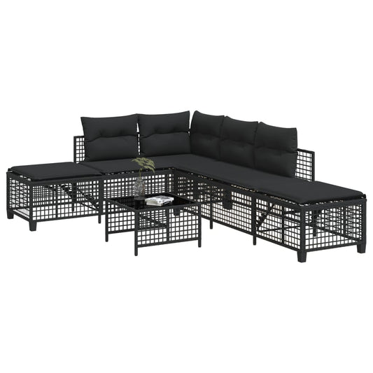 3-delige Loungeset met kussens poly rattan zwart is nu te koop bij PeponiXL, paradijselijk wonen!