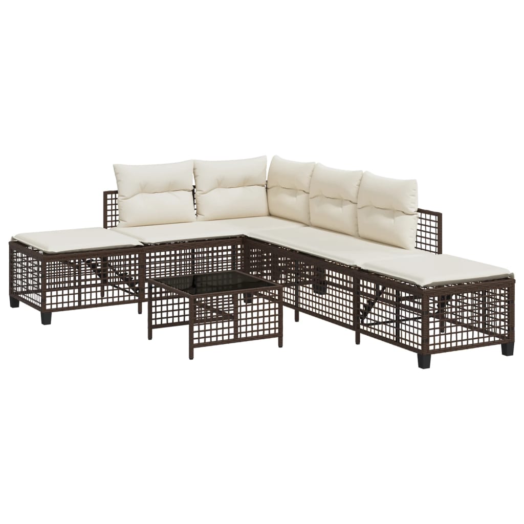 3-delige Loungeset met kussens poly rattan bruin is nu te koop bij PeponiXL, paradijselijk wonen!