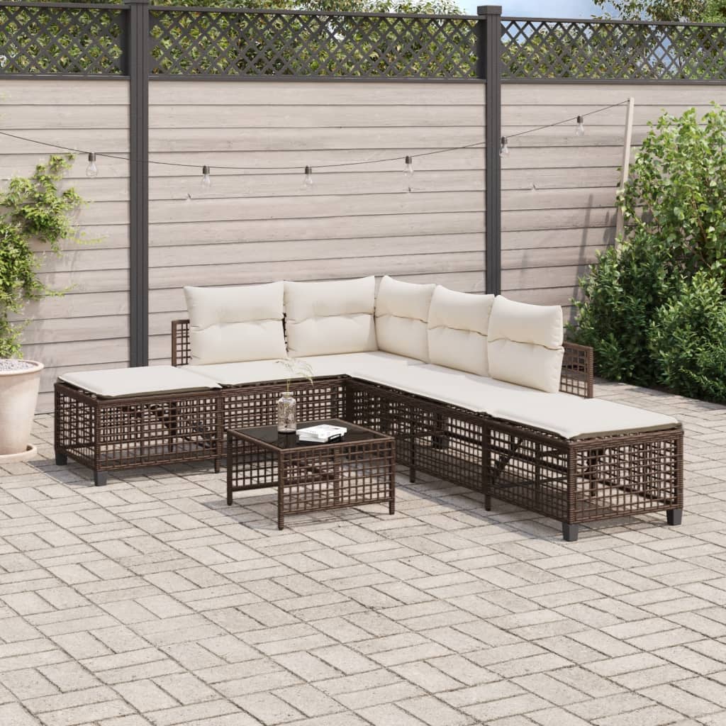 3-delige Loungeset met kussens poly rattan bruin is nu te koop bij PeponiXL, paradijselijk wonen!