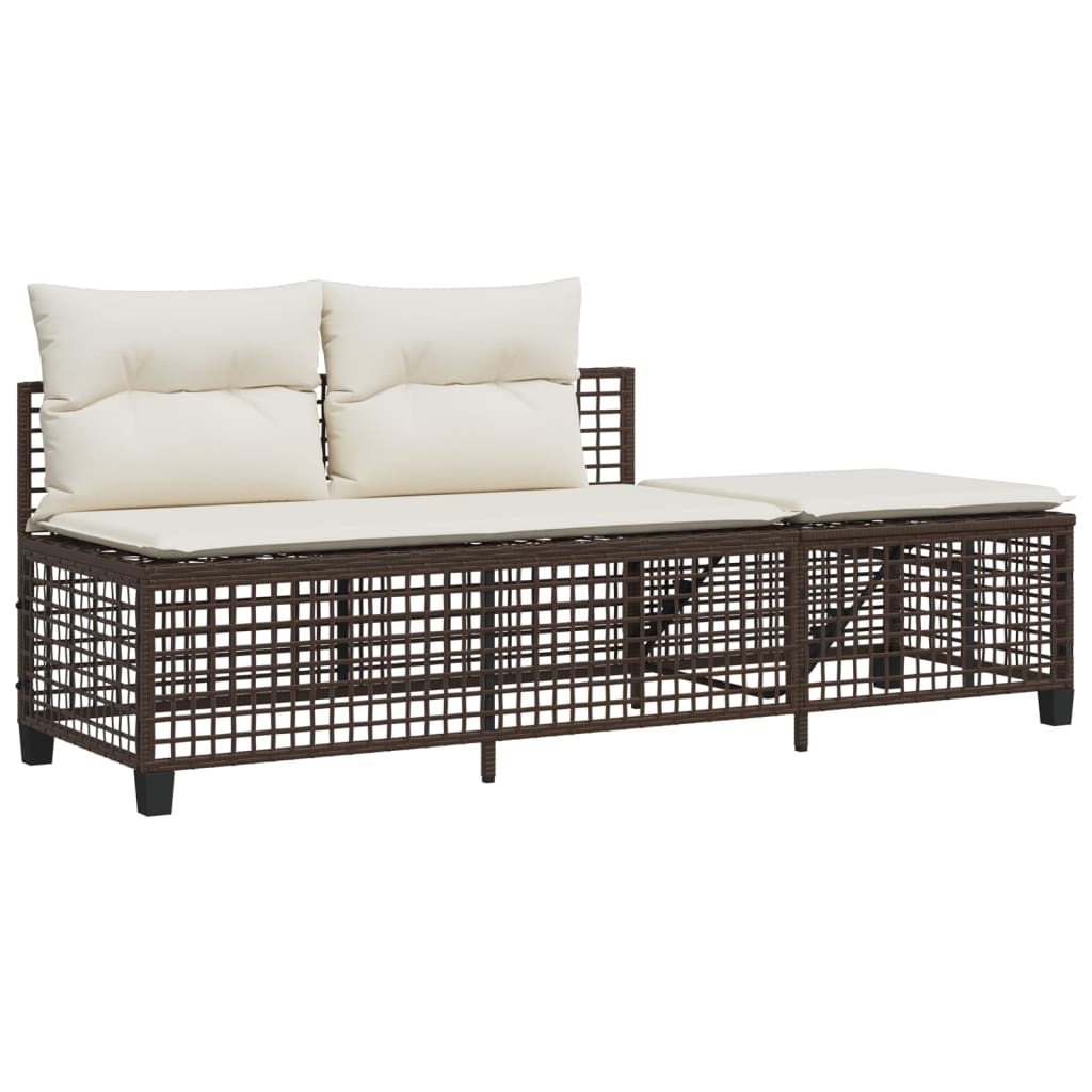 3-delige Loungeset met kussens poly rattan bruin is nu te koop bij PeponiXL, paradijselijk wonen!