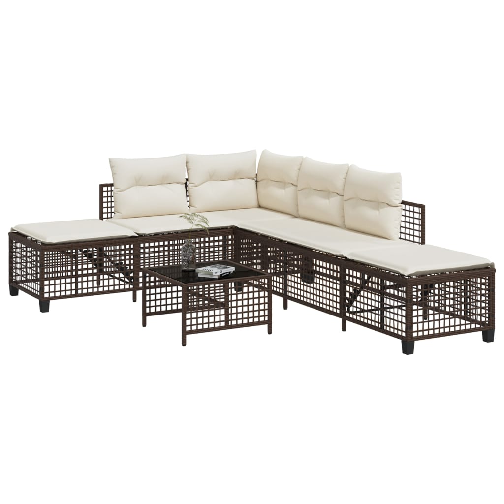 3-delige Loungeset met kussens poly rattan bruin is nu te koop bij PeponiXL, paradijselijk wonen!