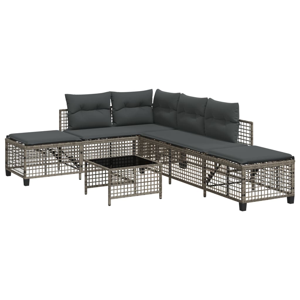 3-delige Loungeset met kussens poly rattan grijs is nu te koop bij PeponiXL, paradijselijk wonen!