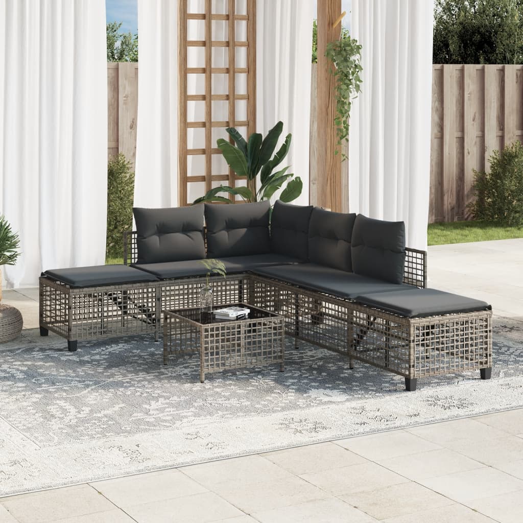 3-delige Loungeset met kussens poly rattan grijs is nu te koop bij PeponiXL, paradijselijk wonen!