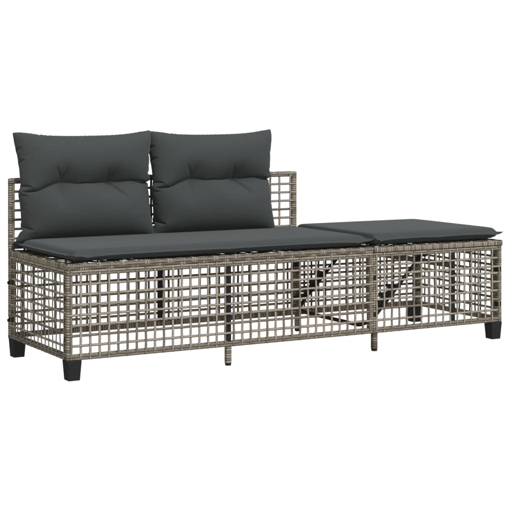 3-delige Loungeset met kussens poly rattan grijs is nu te koop bij PeponiXL, paradijselijk wonen!