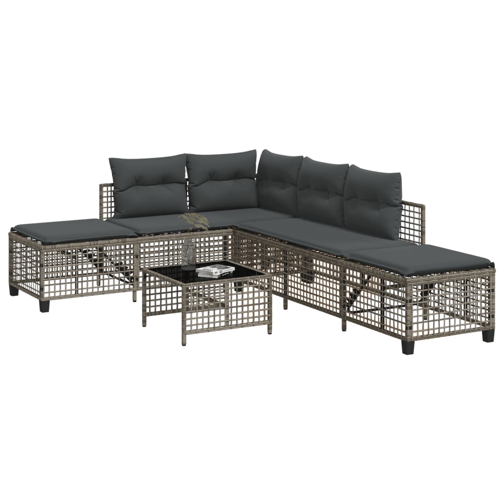 3-delige Loungeset met kussens poly rattan grijs is nu te koop bij PeponiXL, paradijselijk wonen!
