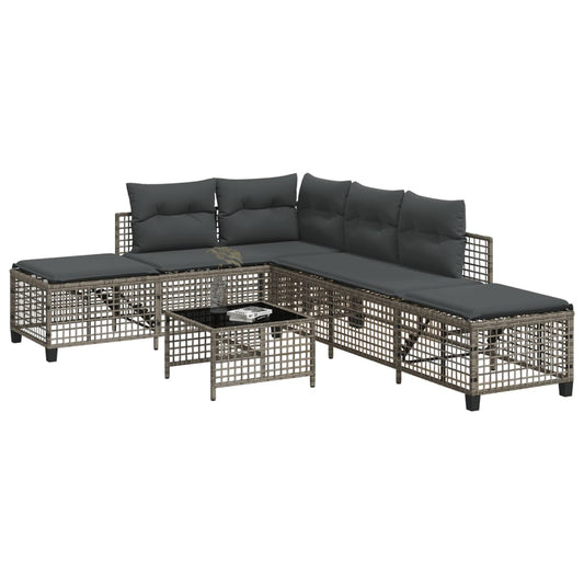 3-delige Loungeset met kussens poly rattan grijs is nu te koop bij PeponiXL, paradijselijk wonen!