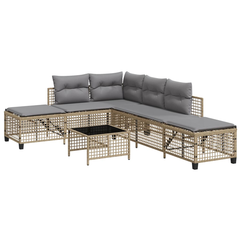3-delige Loungeset met kussens poly rattan gemengd beige is nu te koop bij PeponiXL, paradijselijk wonen!