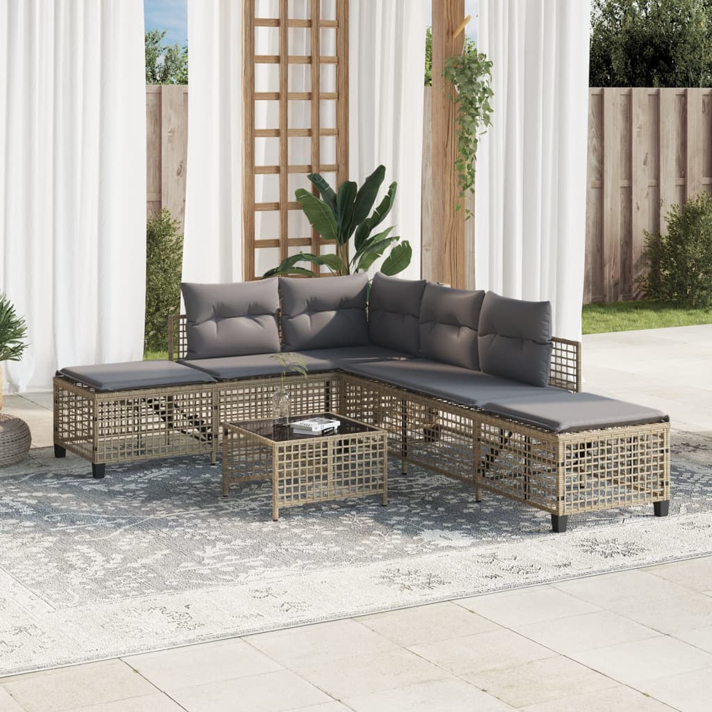 3-delige Loungeset met kussens poly rattan gemengd beige is nu te koop bij PeponiXL, paradijselijk wonen!